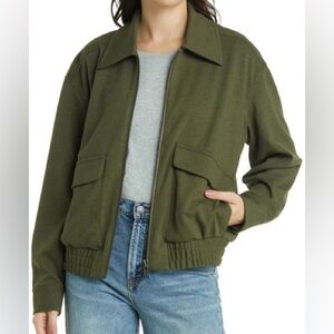 Treasure & Bond Oversize Collared Bomber Jacket